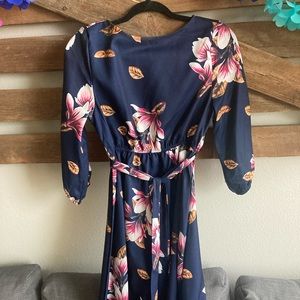 Long sleeve A-line Dress | Floral